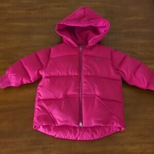 Girl's Ralph Lauren down puffer hooded Jacket winter coat Pink size 2T GUC